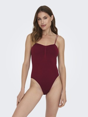 Body Dama Only Onlvicky Seaml Rib Strap Cabernet
